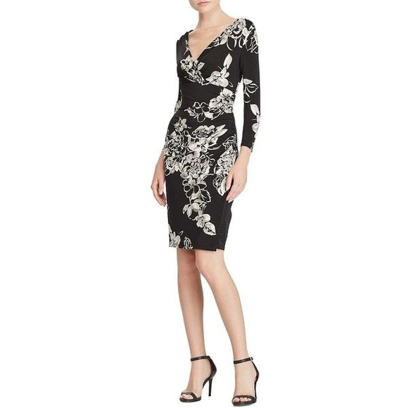 Ralph Lauren Dresses & Skirts - NWT Lauren Ralph Lauren Elegant Long Sleeve
Black and White Floral Dress Size 6